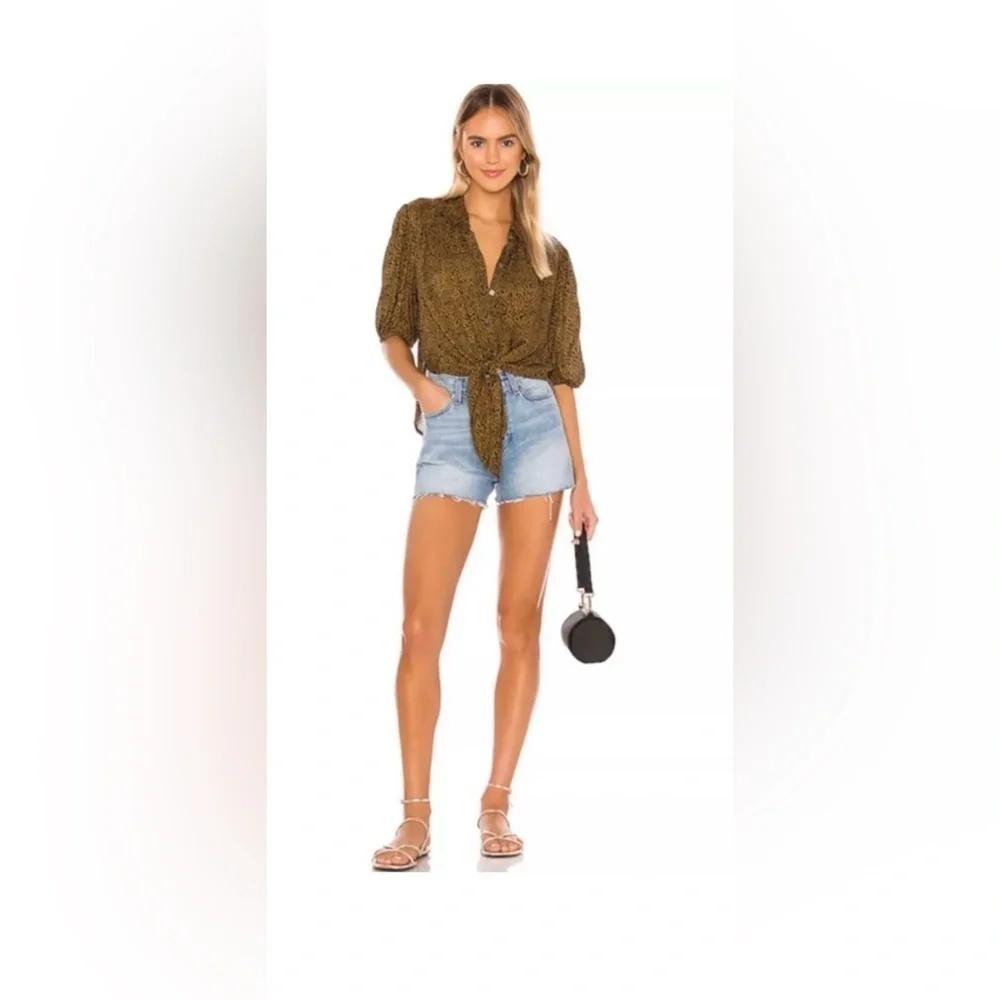 FREE PEOPLE ~ Celia Printed Blouse in Brown‎ XS